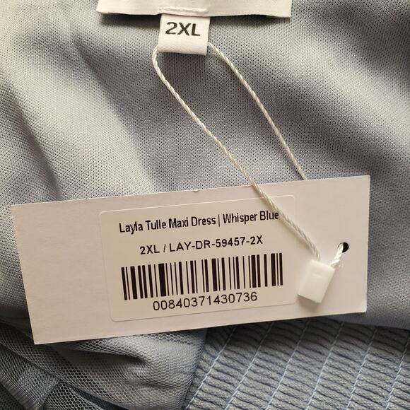 Baltic Born Layla Tulle Maxi Dress Whisper Blue Long Sleeve Plus Size 2XL New - Picture 13 of 15